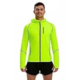 time to run Thermo-Laufjacke für Herren mit Frontreißverschluss Kapuze und Taschen XL Limonengrün