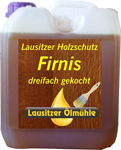 Hoyo Technology GmbH Leinöl Firnis 5 Liter Lausitzer Leinölfirnis für Holzschutz dreifach gekocht und harzfrei