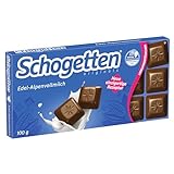 Schogetten Edel-Alpenvollmilch 100g Schokoladentafel, praktisch einzeln portioniert. Ein Genuss. Stück für Stück.
