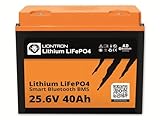 LIONTRON LiFePO4 25,6V 40Ah LX; 1024Wh;  3000 Zyklen bei 90% Entladungstiefe (DOD) mit BMS und Bluetooth Überwachung; für Wohnmobil oder Boot 260x209x169mm - LISMART2440LX