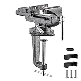 TEENO Schraubstock Drehbar,Breite der Backe 85 mm, Schraubstock klemmbar mit 360° Drehbarem Sockel, Material aus Gegossenem Stahl, 800 kg