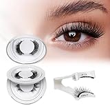 QUEWEL Magnetic Eyelashes Natural Look, wiederverwendbares Magnet Wimpern Set mit Applikator, kein Kleber nötig Wimpern magnetisch einfach zu tragen und zu entfernen mit Anleitung (Set-A-2 Paare)