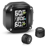 Avutrel TPMS Motorrad Reifendruckkontrollsystem, Wasserdicht Magnetische Aufladung, mit 2 Externen Sensoren, für Motorräder, Bike, ATV und Zweirädriges
