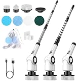 Elektrische Reinigungsbürste Haushalt, Electric Spin Scrubber Schnurlos, Uythumidid CB18 Electric Cleaning Brush mit 7 Bohrbürstenköpfen, 3 Geschwindigkeiten und LED Anzeige für Bad/Küche/Auto/Boden