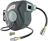 Poppstar Druckluftschlauchtrommel (Schlauch: 10m + 1m, Innendurchmesser 5/16'(8x12mm), 3/8'BSPT), Schlauchtrommel mit Automatik Aufroller für Druckluft Schlauch Grau