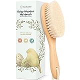 Baby Haarbürste Neugeborene - Holz Babybürste mit weichen Ziegenhaarbürste,Milchschorf Baby Bürste,Haarbürste Baby Erstausstattung Neugeborene,Säugling,Kleinkinder Babypflege,Babyzubehör(Walnut, Oval)