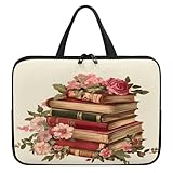 Treer Laptoptasche 10-17 Zoll, Bücherregaldruck Handtasche Damen Herren, Laptop Tasche mit Reißverschluss, Wasserdichte Tragetasche Laptop Rucksack, Notebook Tasche für Business (Braun 3,12 Zoll)