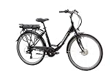 F.lli Schiano E-Moon 26 Zoll E-Bike Elektrofahrrad, Pedelec mit 250W Motor und 7-Gang-Getriebe, E-Citybike mit Frontmotor, in Schwarz