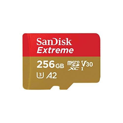 SanDisk Extreme microSDXC UHS-I Speicherkarte 256 GB + Adapter (Für Smartphones, Actionkameras und Drohnen, RescuePro Deluxe A2, C10, V30, U3, 160 MB/s Übertragung)