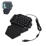 GOWENIC Einhand Gaming Tastatur, 35 Tasten, Tragbare Einhandtastatur mit Handgelenkauflage, RGB Hintergrundbeleuchtung, Blauer Schalter, Gaming Tastatur mit 6 Makro Tasten, für PC Gamer