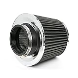 AUTOXBERT Sportluftfilter Auto Universal 3 Zoll 64-76mm Universal Luftfilter Auto Doppelschicht Stahl Filter Clamp Gummi Sportluftfilter Schwarz für Motorrad Scooter ATV Moped
