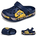 Hitopteu Kinder Clogs Dinosaurier Gartenschuhe Pantoffeln Gartenclogs Dunkel Blau EU 25