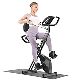 Dskeuzeew 4-in-1 Heimtrainer Fahrrad Klappbar Ergometer Hometrainer Fahrrad für Zuhause 150kg Belastbar mit Magnetwiderstand und LCD-Display fitnessbike mit Integriertes Widerstandsband Platzsparend