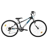 Multibrand Distribution Probike Tempo 24 Zoll Fahrrad Mountainbike ALU Rahmen 18 Gang für Jungen, Mädchen geeignet ab 130 cm - 155 cm (Schwarz Blau, 279)