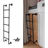 An der Wand montierte Metall-Dachbodenleiter für Etagenbett, Fensterschacht-/Dachbodentreppen-Ausstiegsleitern für Erwachsene und Kinder zum Klettern und Entkommen, schwarze Metallstufenleiter für A