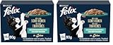 Felix Köstliche Scheibchen Katzenfutter nass in Gelee, Geschmacksvielfalt aus dem Wasser, 12er Pack (6 x 10 Beutel à 80g)