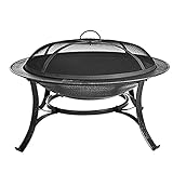 ZJFHEYUO Feuerstelle, Terrassenheizer, Ofen, Kohlenbecken, Metall, Gartenfeuerstelle für den Außenbereich + Netzabdeckung und Schürhaken, Feuerstelle für den Außenbereich, Metall-