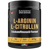Bandini® L-Arginin + L-Citrullin 320 Kapseln (1100 mg pro Kapsel), Arginin + Citrullin Malat für Preworkout, Nahrungsergänzungsmittel für Fitnessstudio, Ausdauer, Halb-Essentielle Aminosäuren