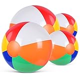 flintronic Aufblasbare Wasserbälle, Strandball in 22cm Durchmesser, 4 Stück Beachball in Regenbogenfarben, für Sommeraktivitäten im Freien, Wasserspiele, Schwimmbad-Strandparty
