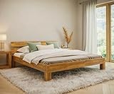 skølm Massivholzbett 180x200 cm Floki, Doppelbett aus Eiche Massivholz, Holzbett Natur geölt, Bettgestell aus Holz