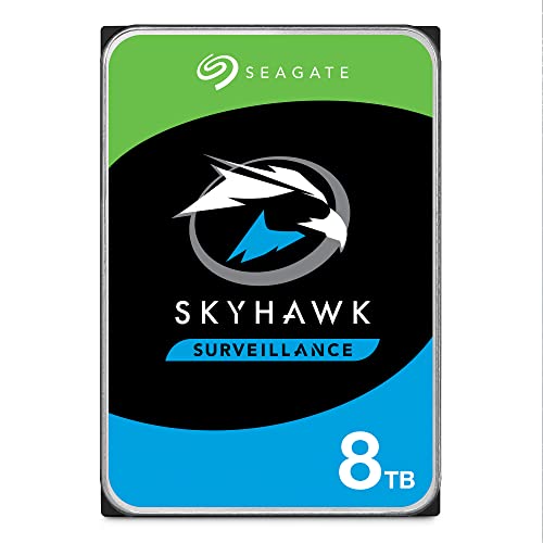Seagate SkyHawk 8TB interne Festplatte HDD, Videoaufnahme bis zu 64 Kameras, 3.5 Zoll, 64 MB Cache, SATA 6 Gb/s, silber, FFP, inkl. 3 Jahre Rescue Service, Modellnr.: ST8000VXZ10