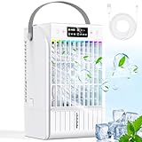 Mobile Klimaanlage, 4-in-1 Design, 1700ml Wassertank, 4 Windmodi, 2 Nebelfunktionen, 7 Farb-LED, USB-C, 1-6 Stunden Timer. Geeignet für Schlafzimmer, Büro und Küche
