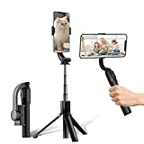 Selfie-Stabilisator mit Bluetooth-Fernbedienung, Smartphone Stabilisator, 1-Achsen-Gimbal, Kleiner, Leichter, zusammenklappbarer, für Vlogging, YouTube, Live-Video, kompatibel mit iPhone/Android