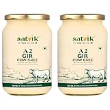 SATVIK PURE GHEE A2 Gir Cow Ghee 1 Liter Churned From Vedic Bilona Method Bilona Ghee A2 Cow Desi Ghee (2 Stück)