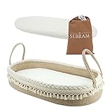 SEBRAM deluxe Wickelauflage, Baby Wickelkorb mit Reise-Wickelunterlage, Schaumstoffmatratze und wasserabweisender Bezug, Moseskorb, Wickelaufsatz, Wickeltischauflage für Kommode, Babyzimmer dekoration
