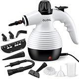GLOIL Tragbarer Dampfreiniger, Haushaltsdampfreiniger, Mehrzweck-Dampfreiniger mit 10 Zubehörteilen für Teppiche, Vorhänge, Sofas, Küchen, Bäder und mehr.