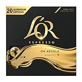 L'Or Espresso Café Or Absolu – Intensität 9 – 20 Kapseln aus Aluminium kompatibel mit Nespresso-Maschinen