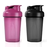 ACWOO Protein Shaker, 500ml Eiweiß Shaker, Proteinshaker mit Messskala & Kugel - BPA Frei, auslaufsicher, Langlebiger, Geruchsneutraler Shake Becher,für cremige Whey Proteinpulver Shakes（Schwarz+Lila）
