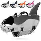 AMZNOVA Hai Schwimmweste Hund Hundeschwimmweste Hund Rettungsweste Schwimmwesten Schwimmhilfe für Schwimmhilfe Hai Auftrieb Flosse XS Grau