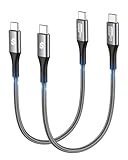 Silkland USB C auf USB C Kabel Kurz 2Stück 25CM 3A/20V 60W, PD 3.0 & QC 4.0+, Ladekabel für iPhone 16 15/Pro/Pro Max/Plus, Samsung S24/S24 Ultra/S23/S22/S21, iPad Pro/Air/Mini, MacBook Air/Pro, Pixel