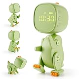 Homealexa Kinderwecker Dinosaurier Wecker Kinder Wecker Wiederaufladebare Lernwecker mit Variabler Form 6 Weckmusik 3 Alarmes Schlummerfunktion Nachtlicht Timer 12/24 Geschenk für Jungen und Mädchen