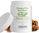 Natur Total Chaga Pilz Brocken XL Dose mit 200g - Wildsammlung Superfood für Chaga Tee und Kaffee