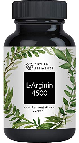 L-Arginin - 365 vegane Kapseln - 4500mg pflanzliches L-Arginin HCL pro Tagesdosis (= 3750mg reines L-Arginin) - Laborgeprüft, hochdosiert, vegan und in Deutschland produziert