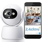 TOROTON 360°-WLAN-Überwachungskamera für den Innenbereich 3MP, Home und Baby Monitor mit Bewegungserkennung, Auto-Tracking, 2,4/5Ghz WiFi IP Kamera Indoor, 2-Wege-Audio, IR-Nachtsicht, WLAN Kamera