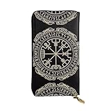 YzgWjBhd Bedruckte Geldbörse für Frauen, magisches Design, nordische Runen, Kompass, große Kreditkartenhalter, Brieftaschen, niedliche Multi-Taschen, lange Geldbörse, Schwarz, Einheitsgröße