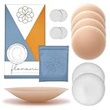 florani® Nippelpads für Damen – Unsichtbare, Wiederverwendbare Nippel Cover aus hautfreundlichem Silikon | 2 Paar Selbstklebende Brustwarzen Abdeckungen (Ø 8 cm)