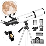 Dianfan Teleskop,80mm Öffnung 600mm Teleskop Astronomie Profi für Erwachsene,Refraktor Teleskop für Kinder und Einsteiger mit Telefon Adapter, AZ Montierung, Stativ und Tasche