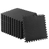 12 Stück Bodenschutzmatte Fitness 60x60 cm - Sportmatte Puzzle Unterlage Hantelbank Gerätematte Fitness Fitnessmatte Bodenschutz Fitness Teppich （Schwarz）