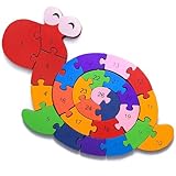 Schnecke Zahlenpuzzle Holzspielzeug | Zahlen und Buchstaben | Pädagogisches Spielzeug für klein-Kinder ab 3 Jahre mit Sicherung