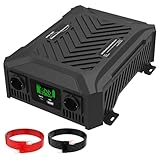 DATOUBOSS Universeller Doppel Spannungswandler 12V/24V auf 230V 1200W/2300W, Wechselrichter Reiner Sinus 2000W/4000W Spitzenleistung, mit intelligentem Erkennungssystem & LCD Display & 2 EU Steckdose