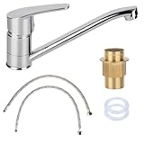 Küchenarmatur 360 ° Drehbar Wasserhahn Schwenkbare Spültischarmatur Küche Armatur Chrom Einhebel Spültischarmatur Mischbatterie Mischbatterie Für Die Küche, Armatur Spüle Mit 2 Stück 50cm Schlauch