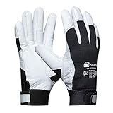 Gebol - Uni Fit Thermo, Winterarbeitshandschuhe aus Ziegenleder mit Klettverschluss, Thermohandschuhe mit kälteisolierendem Futter, Inhalt: 1 Paar, Größe L (Gr. 9), Farbe: Weiß/Schwarz
