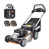 WORX WG761E Nitro Profi Akku Rasenmäher 80V (4x20V) - Kraftvoller Bürstenloser Motor - Radantrieb - 51cm Schnittbreite, 7 Schnitthöhen - Einhand-Schnitthöhenverstellung - mit 4x4Ah Akkus & Powerbank