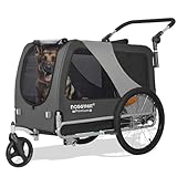 DOGGYHUT® Premium XL 2 in 1 Hundefahrradanhänger & Jogger 23-45 kg Fahrradanhänger für Hunde Hundeanhänger für Fahrrad 80106 (GRAU)