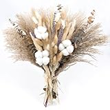 Natürlicher getrockneter Blumenstrauß, Pampasgras, Baumwollstiele, Hasenschwanz, Eukalyptus, Lavendel und Weizen, rustikale Boho-Dekoration für Zuhause, Hochzeit oder Geschenk, 86 Stück