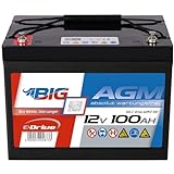 BIG E-Drive AGM Traktionsbatterie: Ideal für Rehatechnik, E-Scooter, Außenborder, Hebebühnen, Fördertechnik, Aufzüge, Robotik, FTS, Industrie, DC-Stromversorgung (12V - 100Ah)